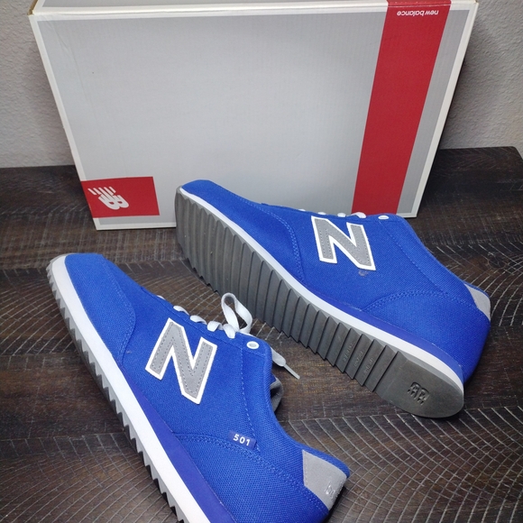 New Balance  501 Blue Gray White Men's Athletic Sneakers - Picture 6 of 13